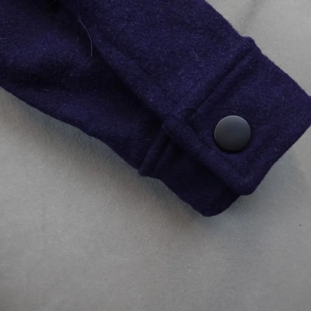QILO Two Tone Retro Windbreaker Parka Jacket Wool Blue Gray Full Zip Small NWT